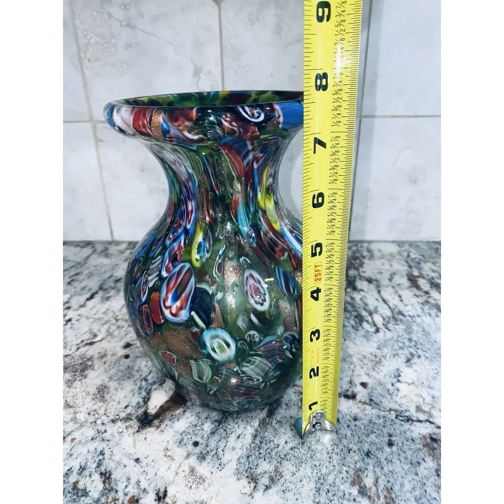 Murano Art Glass Frateli Toso Millefiori Vase Gorgeous Vintage Rare 8” Tall Nice
